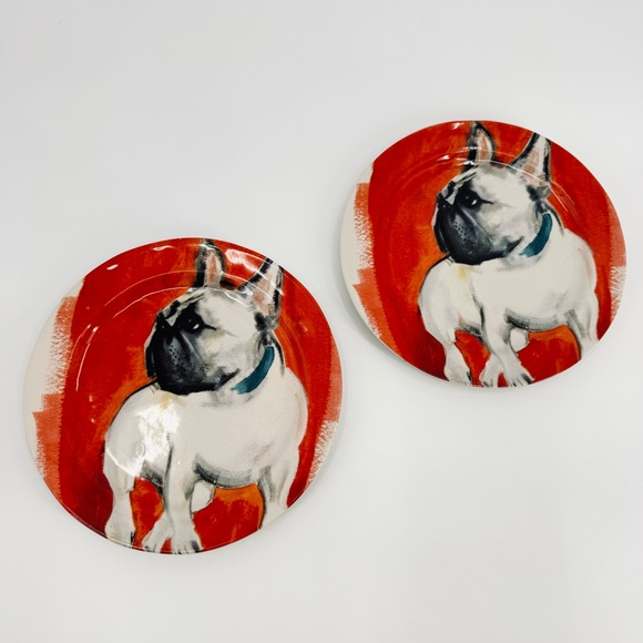 Anthropologie Other - Anthropologie x Sally Muir Set-of-2 Dog-A-Day French Bulldog Plates